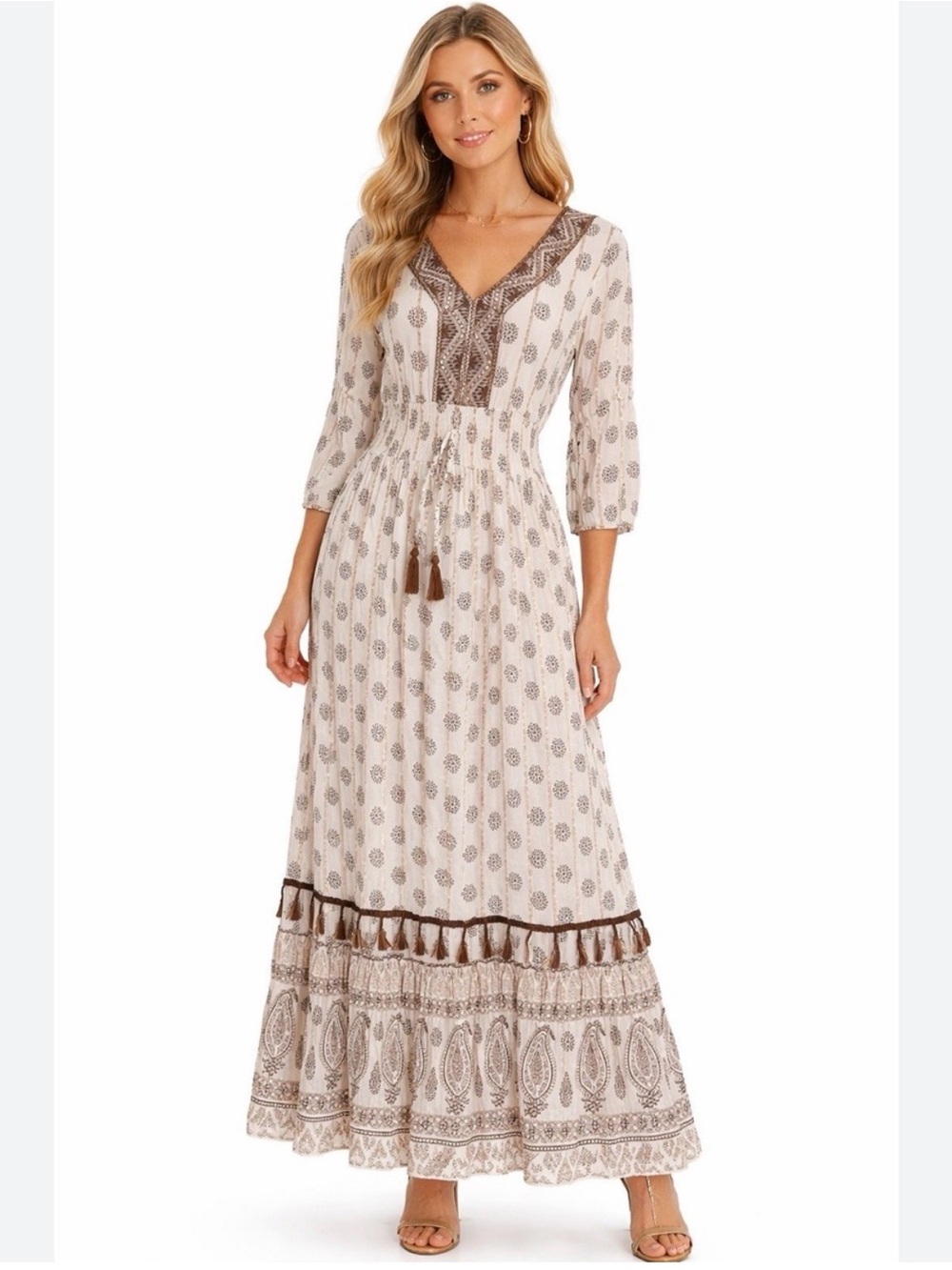 NWT Anthropologie Me 2 Magic Boho Ivory Eyelet Embroidered Tiered Maxi Dress XL